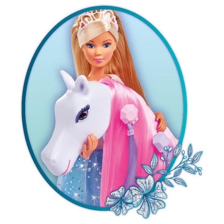 Simba - Steffi Love Princesse et Cheval - Poupée Mannequin 29cm - Robe + Tiare - Accessoires de Coiffure inclu Simba - Steffi Love Princesse et Cheval - Poupée Mannequin 29cm - Robe + Tiare - Accessoires de Coiffure inclu