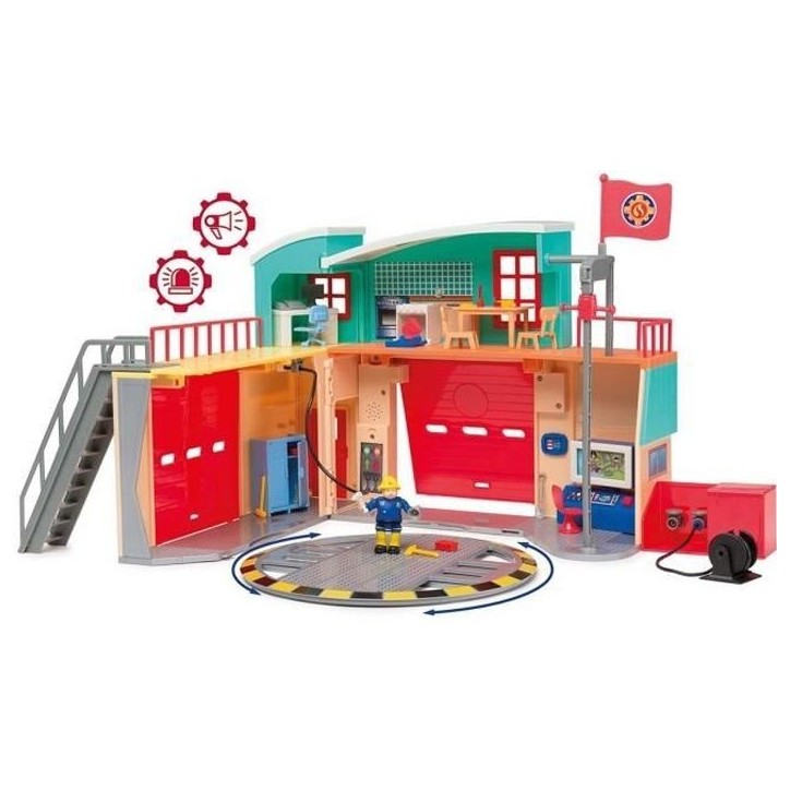 Caserne Sam le Pompier Pontypandy Smoby avec 1 figurine - Jouet pour enfant a partir de 3 ans