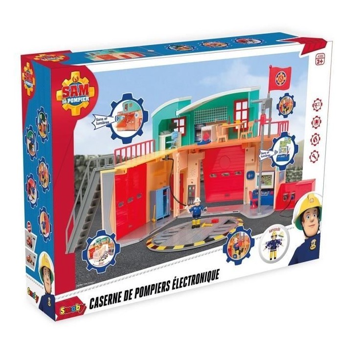 Caserne Sam le Pompier Pontypandy Smoby avec 1 figurine - Jouet pour enfant a partir de 3 ans