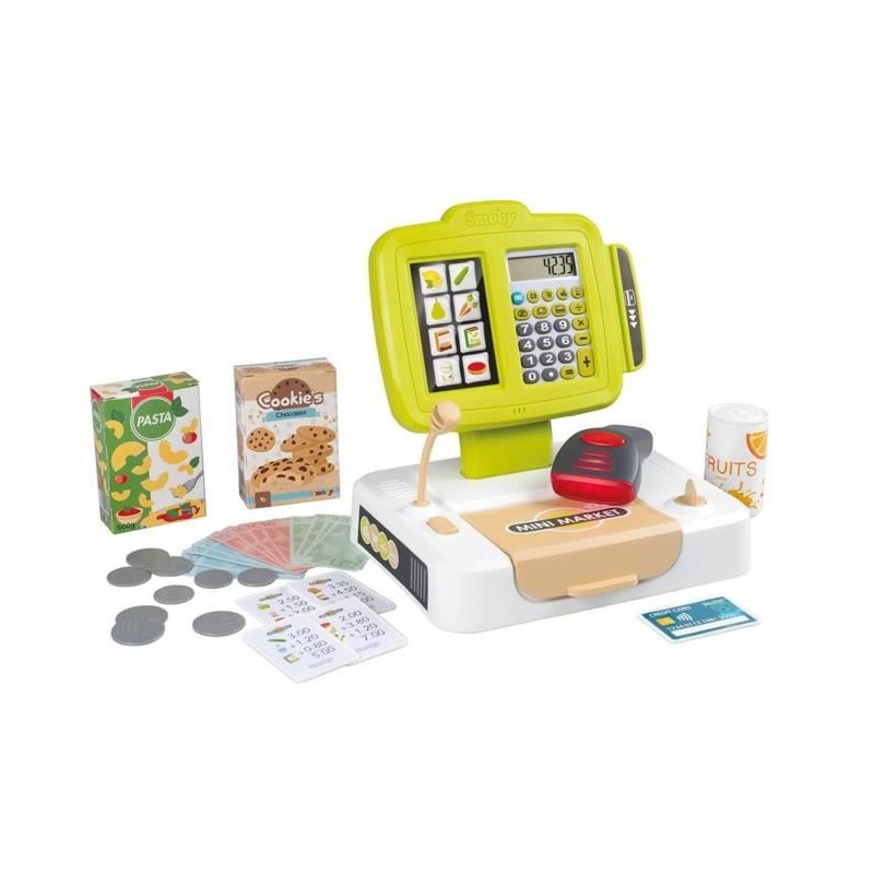 Smoby - Caisse enregistreuse - 30 accessoires inclus - Calculatrice et Smoby - Caisse enregistreuse - 30 accessoires inclus - Calculatrice et