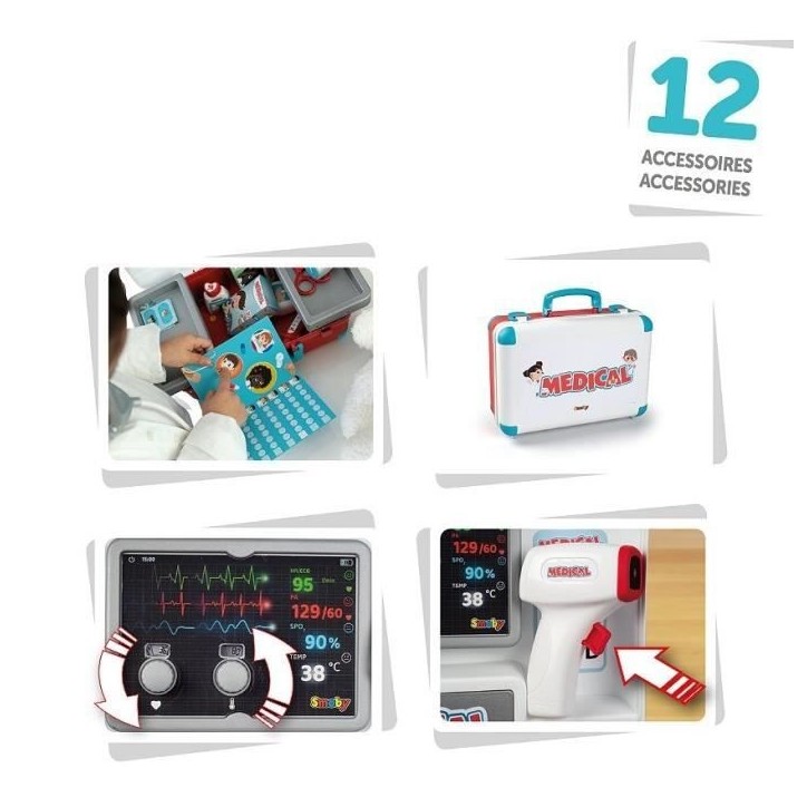 Smoby - Malette médicale - Nombreux accessoires de médecin - Dés 3 ans - Fabriqué en France