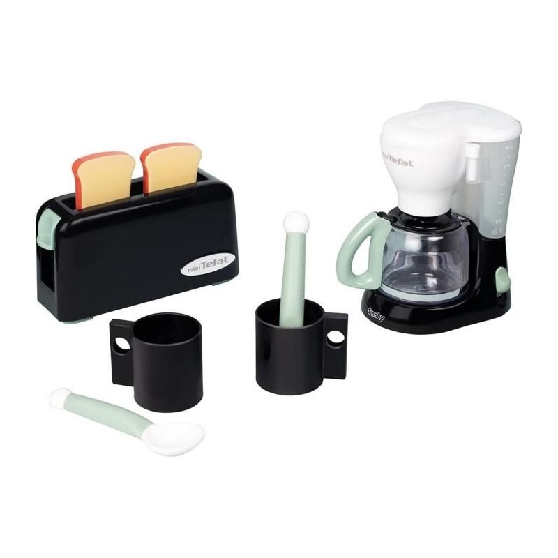 Set petit déjeuner Tefal - Smoby - Grille pain + cafetiere + tasses e Set petit déjeuner Tefal - Smoby - Grille pain + cafetiere + tasses e