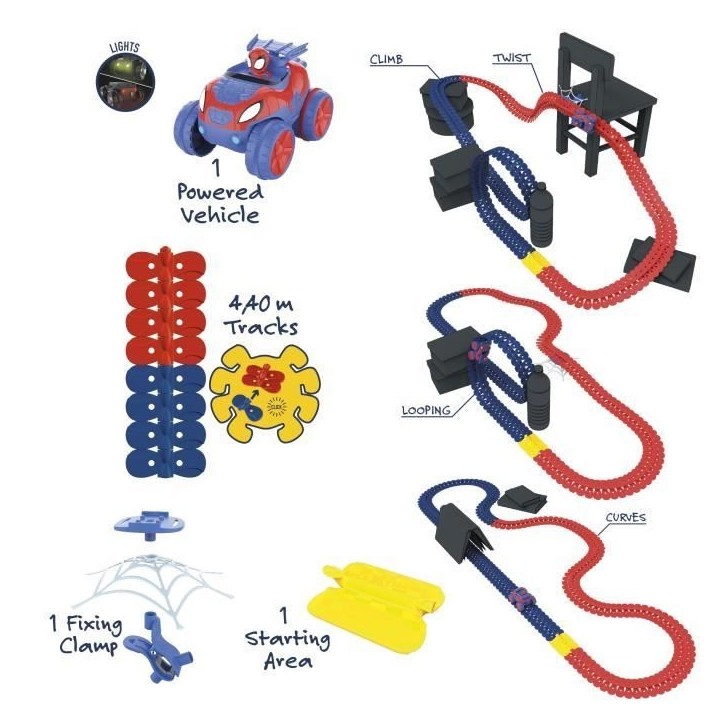 Set découverte Spidey Flextreme - Piles incluses - 184 pistes flexibles et 1 véhicule Set découverte Spidey Flextreme - Piles incluses - 184 pistes flexibles et 1 véhicule
