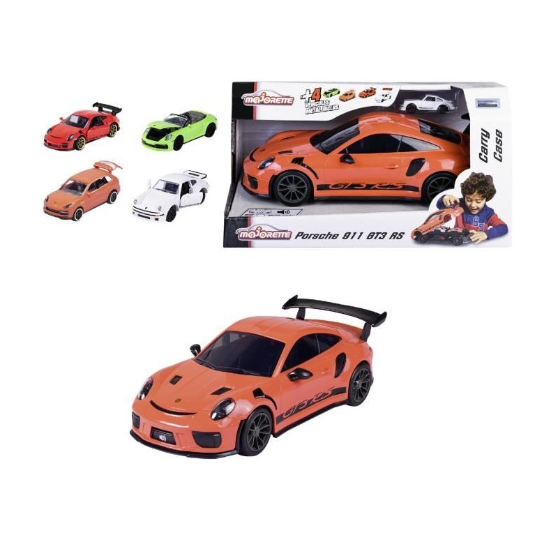 Valisette Porsche MAJORETTE avec 4 véhicules a roue libre - Rouge - P Valisette Porsche MAJORETTE avec 4 véhicules a roue libre - Rouge - P