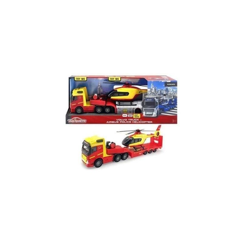 Camion avec Hélicoptere Police Majorette GS 35 cm - MAJORETTE - Blanc