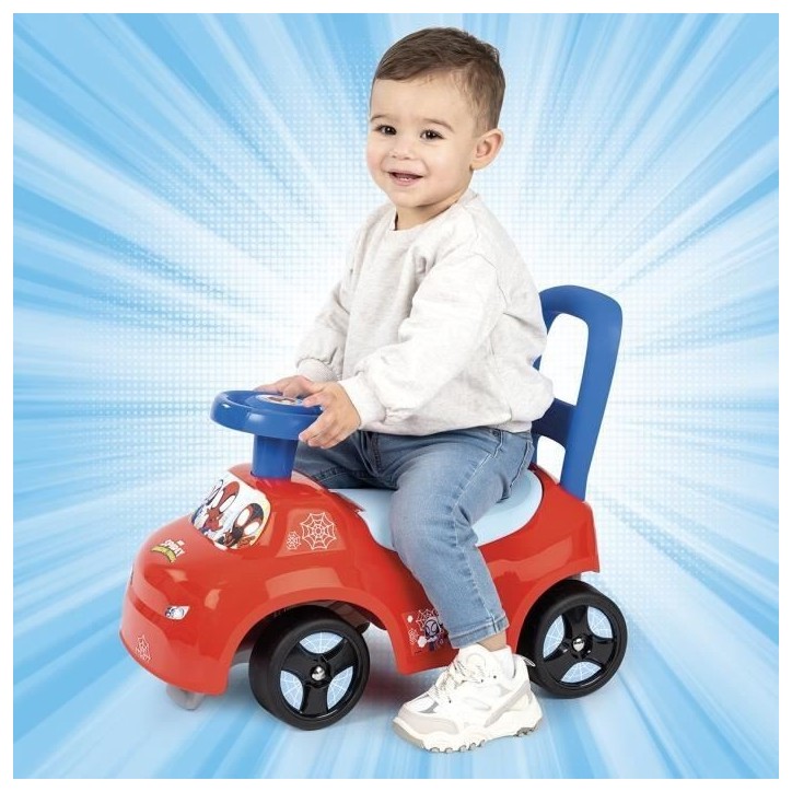 Smoby - Porteur auto enfant 2 en 1 - Spidey - Coffre sous la selle - Des 10 mois - Fabrication française Smoby - Porteur auto enfant 2 en 1 - Spidey - Coffre sous la selle - Des 10 mois - Fabrication française