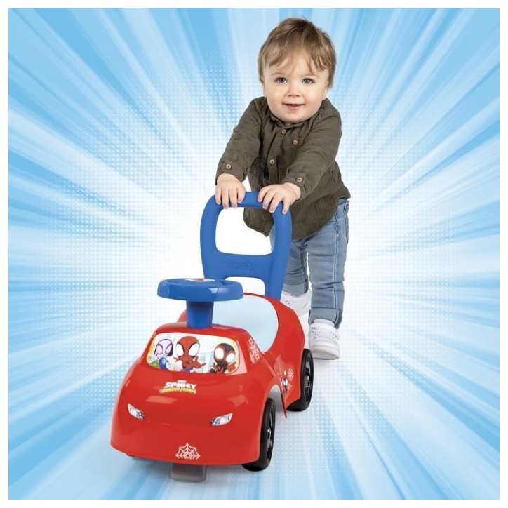 Smoby - Porteur auto enfant 2 en 1 - Spidey - Coffre sous la selle - Des 10 mois - Fabrication française Smoby - Porteur auto enfant 2 en 1 - Spidey - Coffre sous la selle - Des 10 mois - Fabrication française