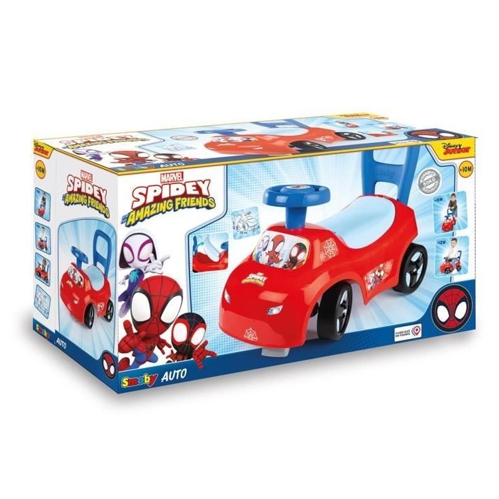 Smoby - Porteur auto enfant 2 en 1 - Spidey - Coffre sous la selle - Des 10 mois - Fabrication française Smoby - Porteur auto enfant 2 en 1 - Spidey - Coffre sous la selle - Des 10 mois - Fabrication française