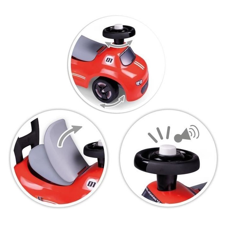 Smoby - Porteur enfant 2 en 1 - Auto Rouge - Coffre sous la selle + klaxon - Des 10 mois - Fabrication française Smoby - Porteur enfant 2 en 1 - Auto Rouge - Coffre sous la selle + klaxon - Des 10 mois - Fabrication française