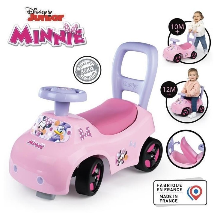 Smoby - Porteur auto enfant 2 en 1 - Minnie - Coffre sous la selle - Des 10 mois - Fabrication française Smoby - Porteur auto enfant 2 en 1 - Minnie - Coffre sous la selle - Des 10 mois - Fabrication française