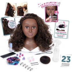 Smoby - Tete a coiffer cheveux afro - Facile a coiffer - 23 accessoire