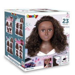 Smoby - Tete a coiffer cheveux afro - Facile a coiffer - 23 accessoire