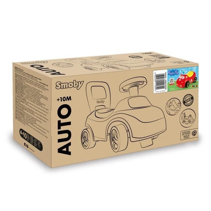 Smoby - Porteur auto enfant 2 en 1 - Peppa Pig - Coffre sous la selle - Des 10 mois - Fabrication française Smoby - Porteur auto enfant 2 en 1 - Peppa Pig - Coffre sous la selle - Des 10 mois - Fabrication française