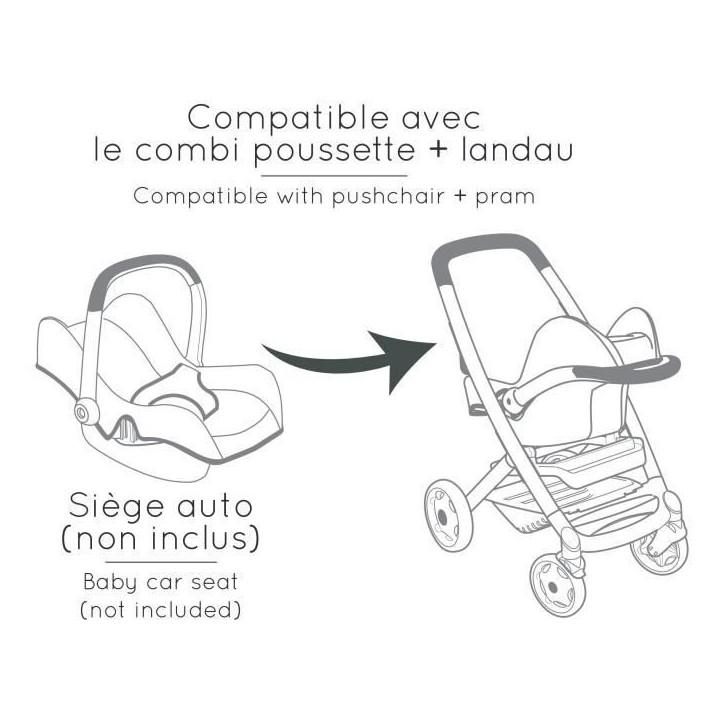 SMOBY Maxi-Cosi Poussette+Landau Beigedes 3 ans SMOBY Maxi-Cosi Poussette+Landau Beigedes 3 ans