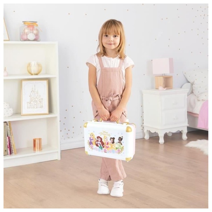 Smoby - Disney Princesse - Valise beauté facile a transporter - 13 accessoires inclus : coiffure, onglerie, maquillage - Fabric