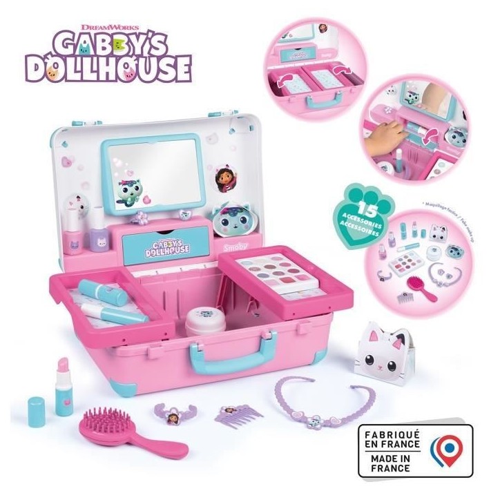 Smoby - Gabby et la Maison Magique - Valise beauté facile a transporter - 13 accessoires inclus : coiffure, onglerie, maquillag Smoby - Gabby et la Maison Magique - Valise beauté facile a transporter - 13 accessoires inclus : coiffure, onglerie, maquillag