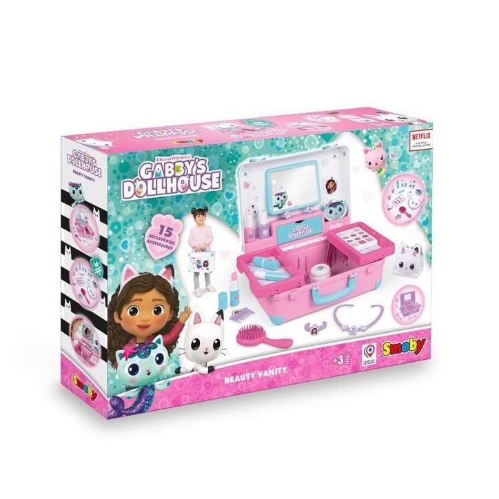 Smoby - Gabby et la Maison Magique - Valise beauté facile a transporter - 13 accessoires inclus : coiffure, onglerie, maquillag Smoby - Gabby et la Maison Magique - Valise beauté facile a transporter - 13 accessoires inclus : coiffure, onglerie, maquillag