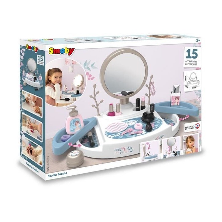 Smoby - My beauty studio - Coiffeuse sur table avec miroir inclinable et amovible - 15 accessoires factices - Fabrication franç Smoby - My beauty studio - Coiffeuse sur table avec miroir inclinable et amovible - 15 accessoires factices - Fabrication franç