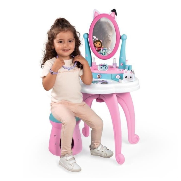 Smoby - Gabby et la Maison Magique - Coiffeuse enfant 2 en 1 - Tabouret inclus - 12 accessoires - Miroir orientable Smoby - Gabby et la Maison Magique - Coiffeuse enfant 2 en 1 - Tabouret inclus - 12 accessoires - Miroir orientable