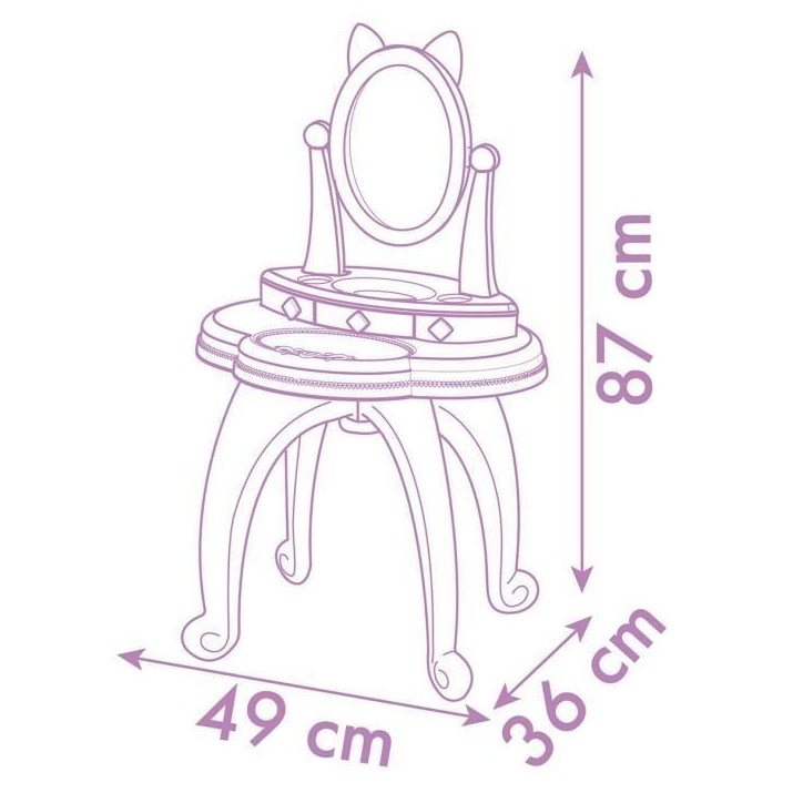 Smoby - Gabby et la Maison Magique - Coiffeuse enfant 2 en 1 - Tabouret inclus - 12 accessoires - Miroir orientable Smoby - Gabby et la Maison Magique - Coiffeuse enfant 2 en 1 - Tabouret inclus - 12 accessoires - Miroir orientable