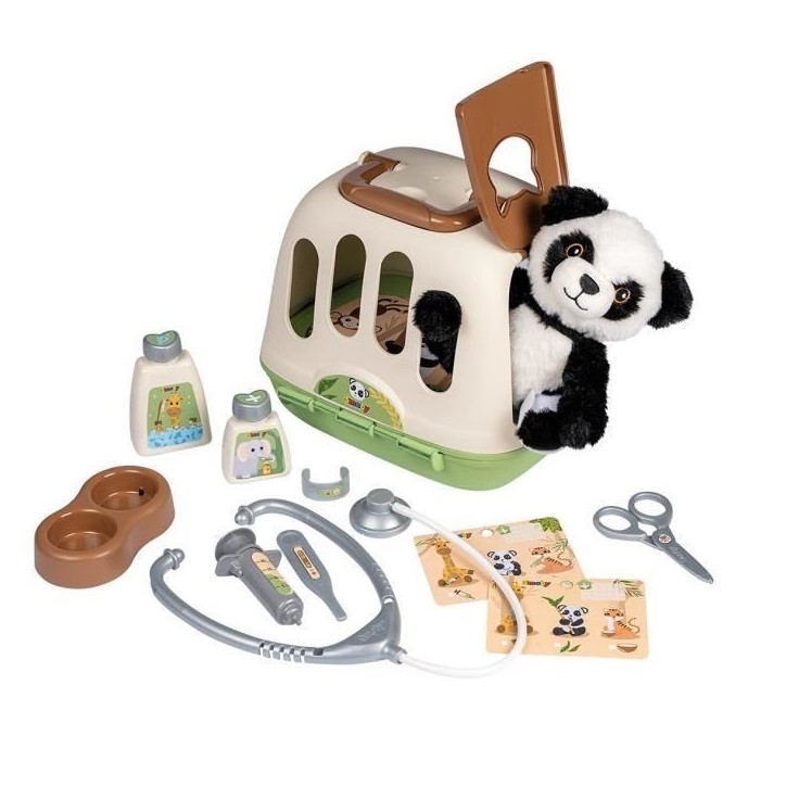 Smoby - Mallette vétérinaire - 1 peluche panda et de nombreux accessoires - Produit 2 en 1 : Cage de transport Smoby - Mallette vétérinaire - 1 peluche panda et de nombreux accessoires - Produit 2 en 1 : Cage de transport