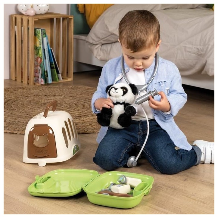 Smoby - Mallette vétérinaire - 1 peluche panda et de nombreux accessoires - Produit 2 en 1 : Cage de transport Smoby - Mallette vétérinaire - 1 peluche panda et de nombreux accessoires - Produit 2 en 1 : Cage de transport