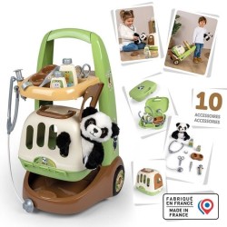 Smoby - Chariot Vétérinaire de Zoo - Peluche Panda - Nombreux access
