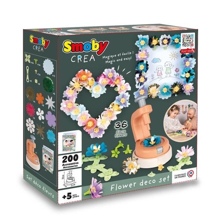 Smoby - Loisirs créatif - Set de création fleurs objets décoratifs - 200 accessoires - Fabriqué en France Smoby - Loisirs créatif - Set de création fleurs objets décoratifs - 200 accessoires - Fabriqué en France