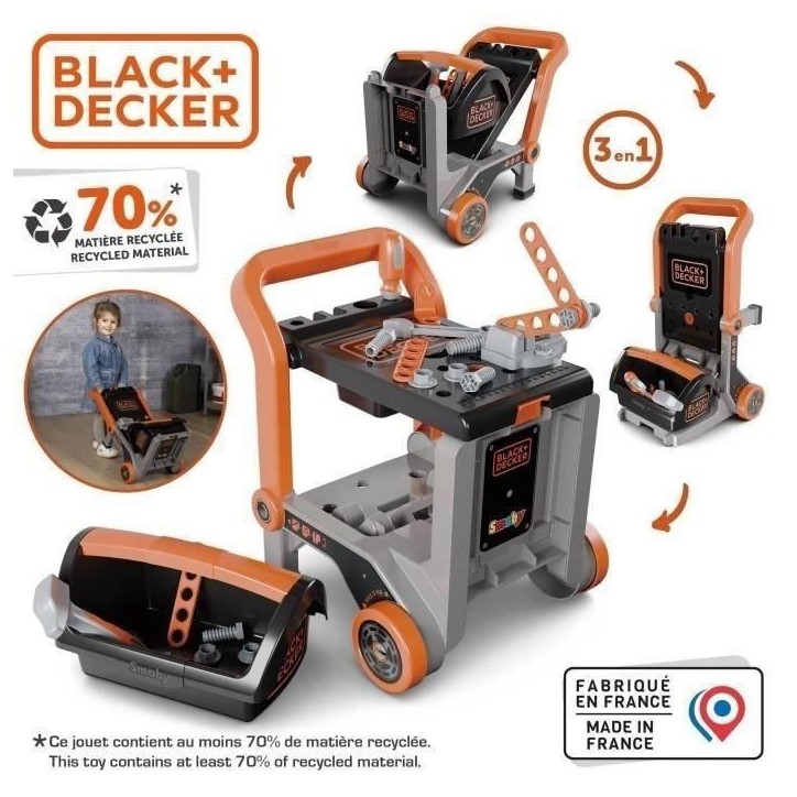 SMOBY - Black+Decker - Diable Bricolo - des 3 ans SMOBY - Black+Decker - Diable Bricolo - des 3 ans