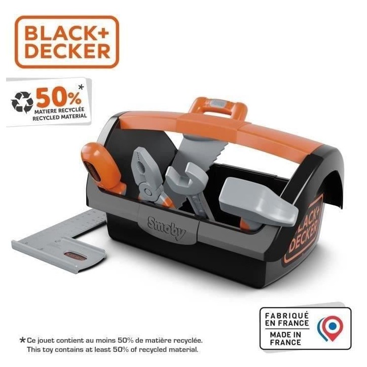 SMOBY - Black & Decker - Boite a Outils + 6 Outils - des 3 ans SMOBY - Black & Decker - Boite a Outils + 6 Outils - des 3 ans