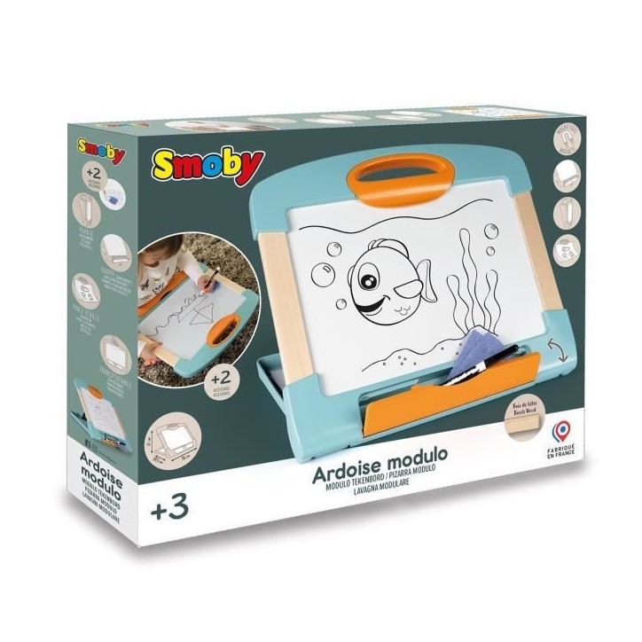 Smoby - Ardoise modulo magnétique - Facilement transportable - 3 manieres de l'utiliser - Fabrication française Smoby - Ardoise modulo magnétique - Facilement transportable - 3 manieres de l'utiliser - Fabrication française
