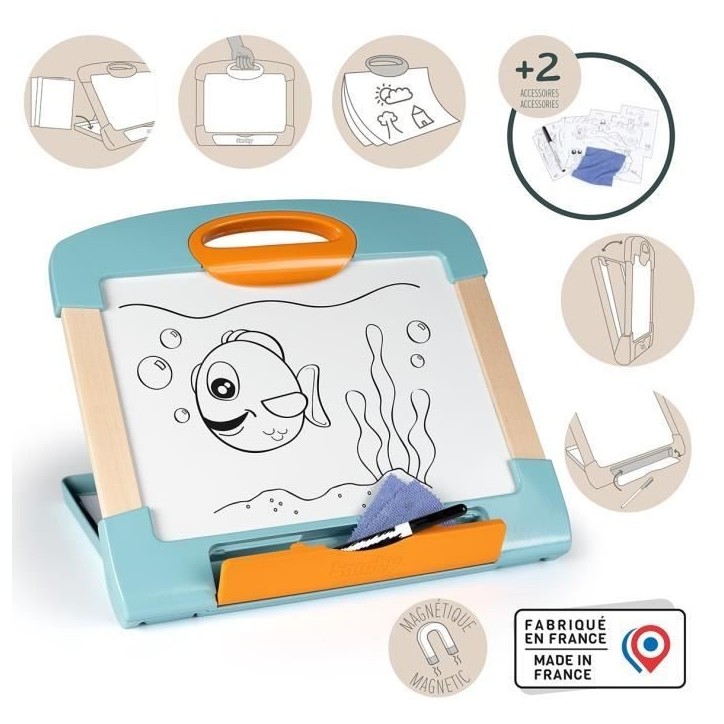 Smoby - Ardoise nomade - 3 utilisation différentes - Inclus : 1 feutre effaçable, 4 coloriages et 1 chiffon - Fabriqué en Fra Smoby - Ardoise nomade - 3 utilisation différentes - Inclus : 1 feutre effaçable, 4 coloriages et 1 chiffon - Fabriqué en Fra