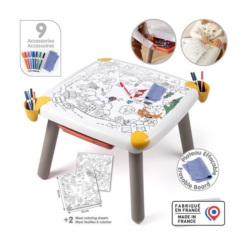 Smoby - Table créative enfant - feutre effaçabl, 2 grandes feuilles Smoby - Table créative enfant - feutre effaçabl, 2 grandes feuilles