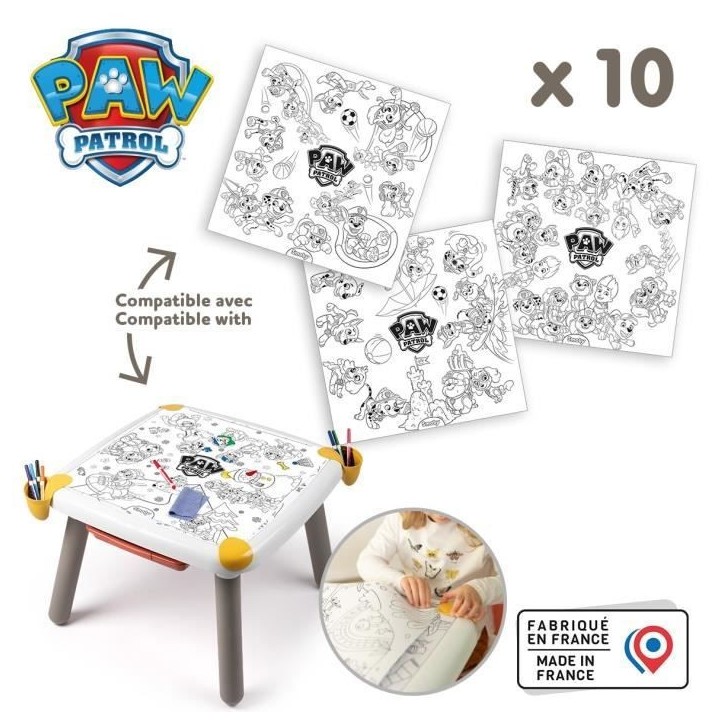 Smoby - Recharge Coloriages pour la Kid table créative - 10 feuilles de coloriages Pat' Patrouille