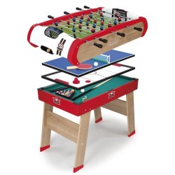 Smoby - Babyfoot Powerplay 4 en 1 - Babyfoot, billard, palet et ping p
