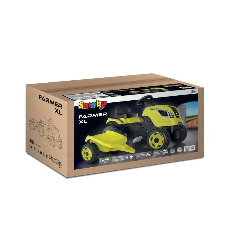 Tracteur a pédales Smoby Farmer XL + Remorque - Vert Tracteur a pédales Smoby Farmer XL + Remorque - Vert