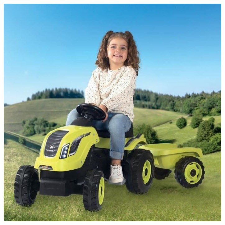 Tracteur a pédales Smoby Farmer XL + Remorque - Vert