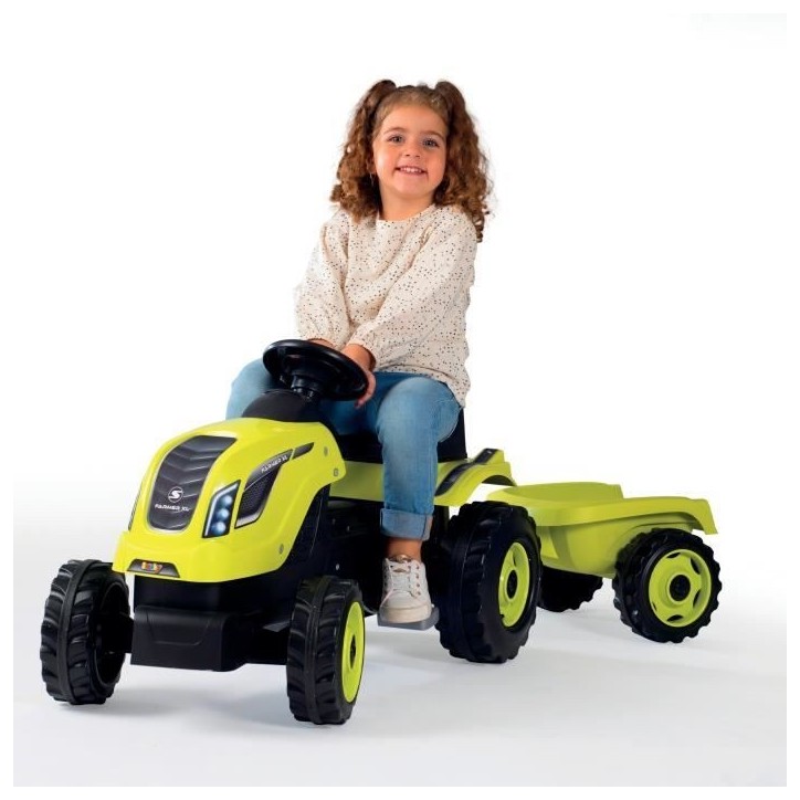 Tracteur a pédales Smoby Farmer XL + Remorque - Vert