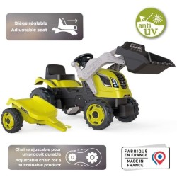 Tracteur a pédales Farmer Max + Remorque + Pelle - SMOBY - Vert - Enf