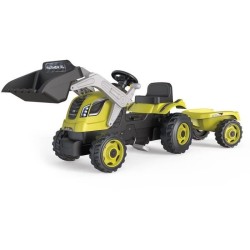 Tracteur a pédales Farmer Max + Remorque + Pelle - SMOBY - Vert - Enf