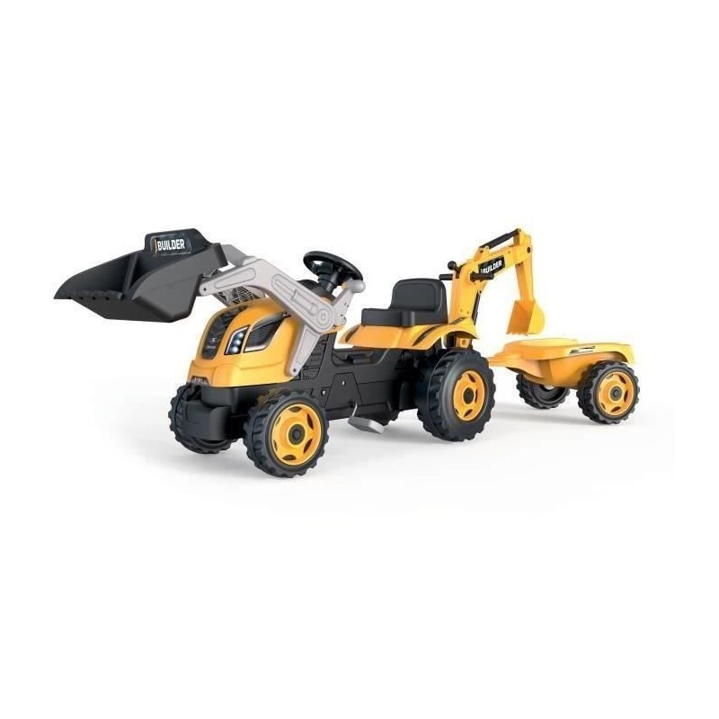 Tracteur a pédales Builder Max + Remorque + Pelleteuse + Pelle - Smob Tracteur a pédales Builder Max + Remorque + Pelleteuse + Pelle - Smob