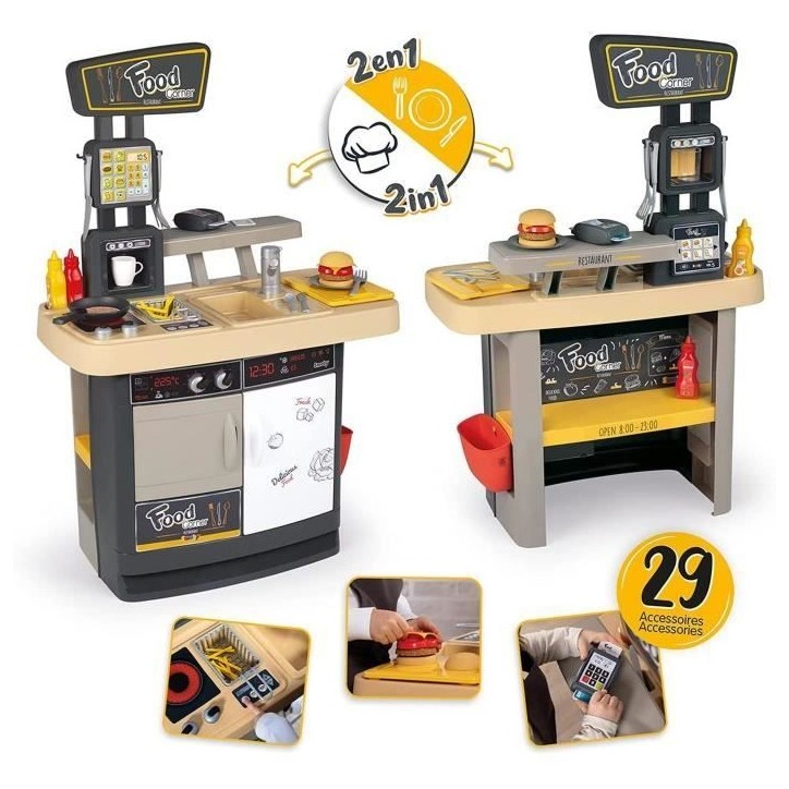 Smoby - Food Corner - Cuisine Restaurant - Jouet d'imitation avec 29 accessoires Smoby - Food Corner - Cuisine Restaurant - Jouet d'imitation avec 29 accessoires