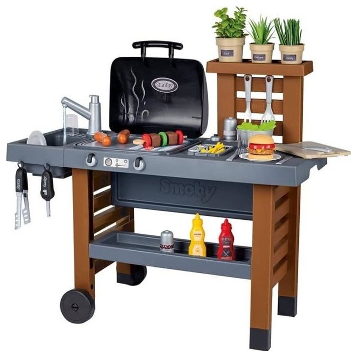 Cuisine d'Extérieur Évolutive Smoby - Grill et Plancha - 40 Accessoires