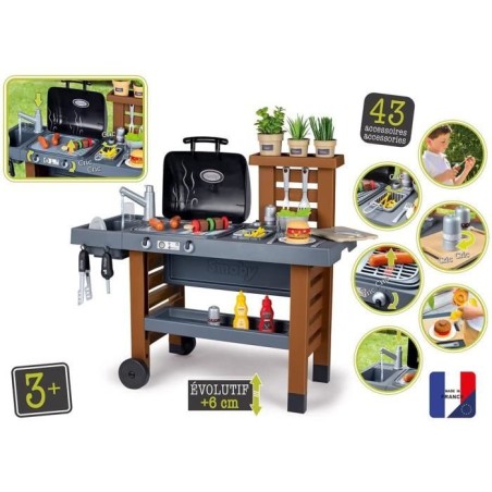 Cuisine d'Extérieur Évolutive Smoby - Grill et Plancha - 40 Accessoires