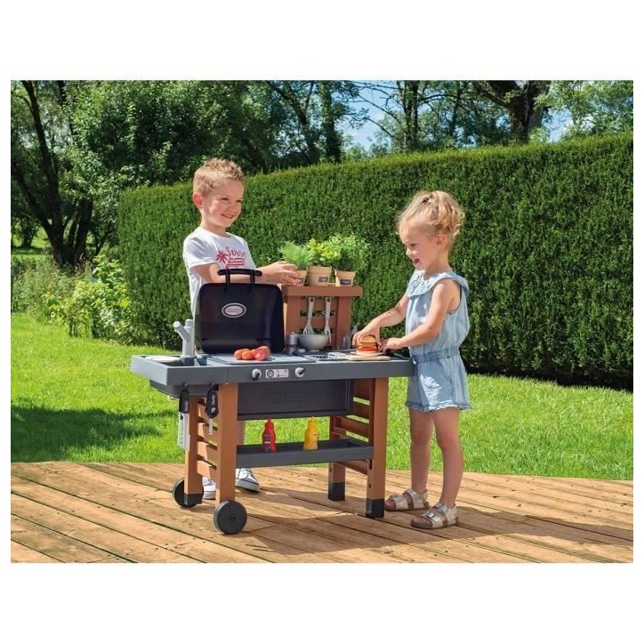 Cuisine d'Extérieur Évolutive Smoby - Grill et Plancha - 40 Accessoires