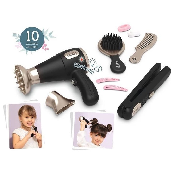 Smoby - My Beauty Hair Set - Set de Coiffure Enfant - Lisseur et Seche-Cheveux Factices - Fonctions Electroniques - 320144 Smoby - My Beauty Hair Set - Set de Coiffure Enfant - Lisseur et Seche-Cheveux Factices - Fonctions Electroniques - 320144
