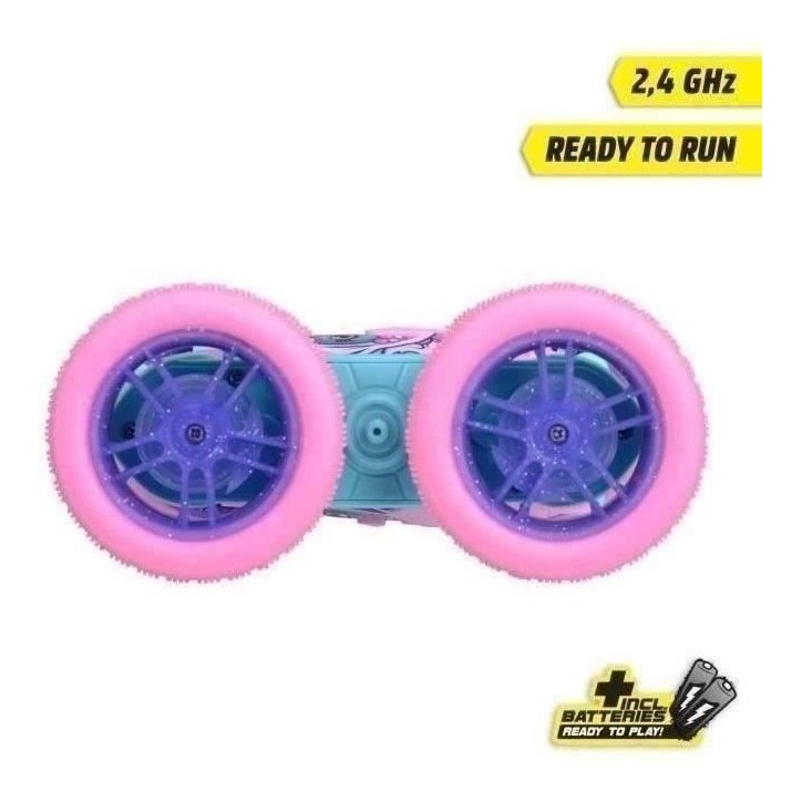 Dickie - Véhicule Radiocommandé 16 cm - Flippy Berry Shaker - Rotation 360° - Rose - Piles Incluses - Des 6 ans