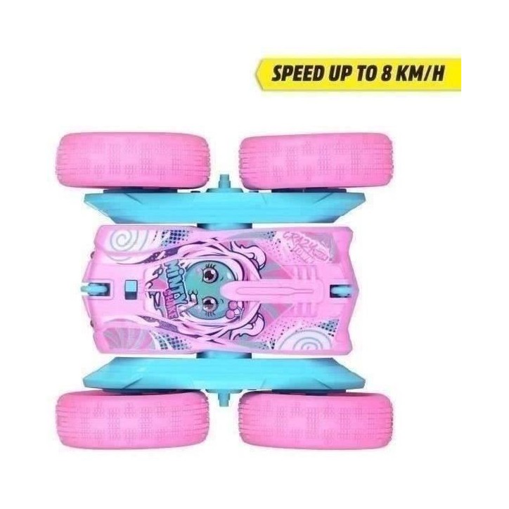 Dickie - Véhicule Radiocommandé 16 cm - Flippy Berry Shaker - Rotation 360° - Rose - Piles Incluses - Des 6 ans