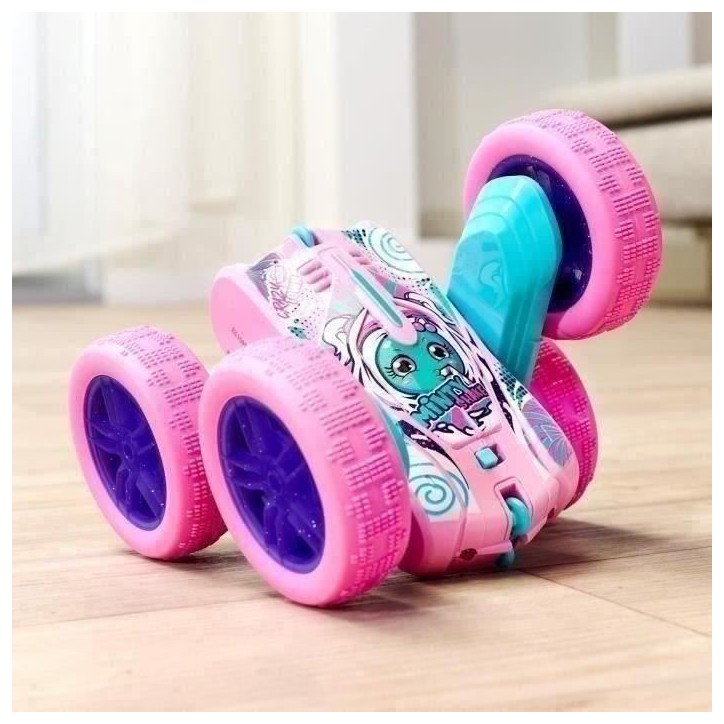 Dickie - Véhicule Radiocommandé 16 cm - Flippy Berry Shaker - Rotation 360° - Rose - Piles Incluses - Des 6 ans