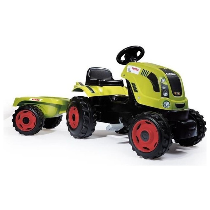Tracteur a pédales Farmer XL + Remorque - SMOBY - CLAAS - Siege ajustable - Capot ouvrant - Vert